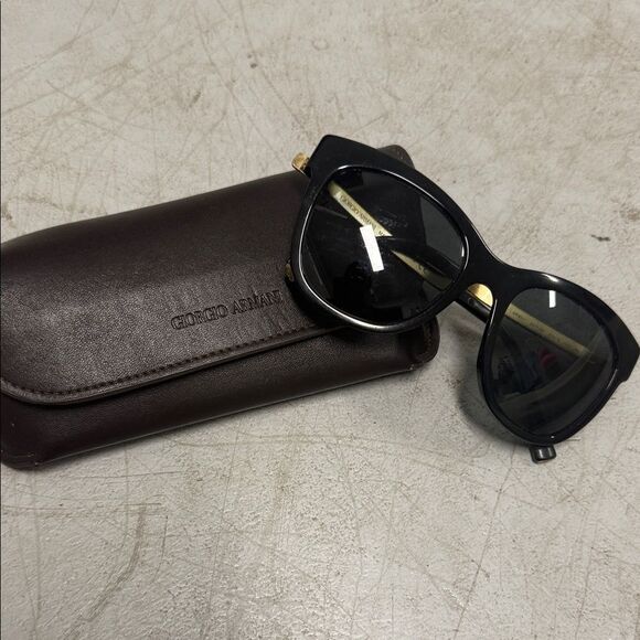 Giorgio Armani Black Sunglasses with Brown Case and Cloth - AUTHENTIC